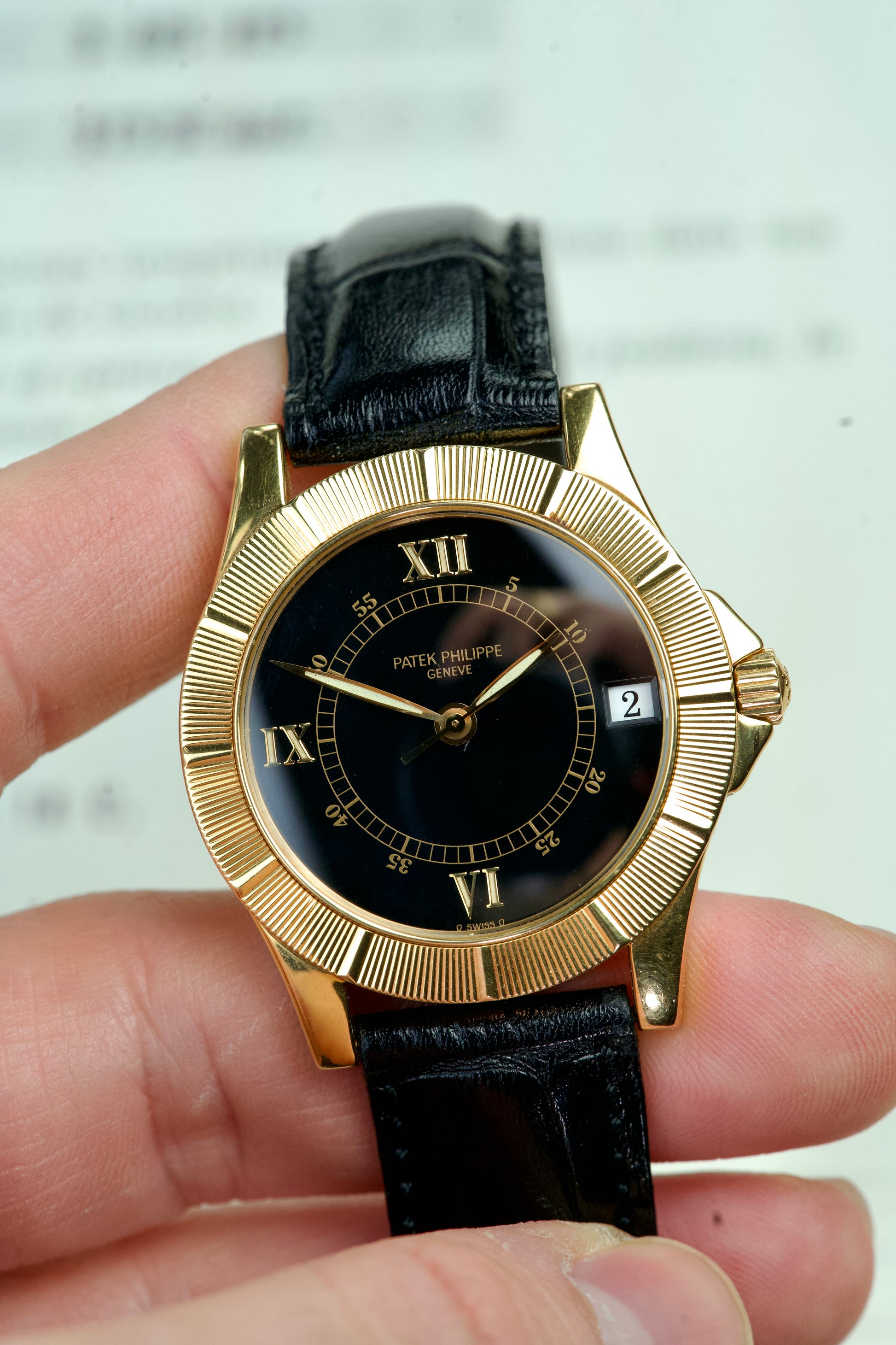 Patek Philippe Neptune 5081j FULL SET Black Sigma 18 Carat Gold Jumbo automatic investment, front