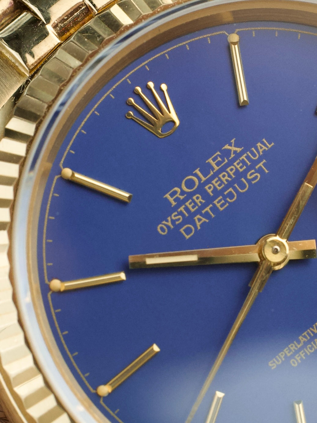 Rolex Datejust 16018 18 carat gold blue dial preowned collectible, dial