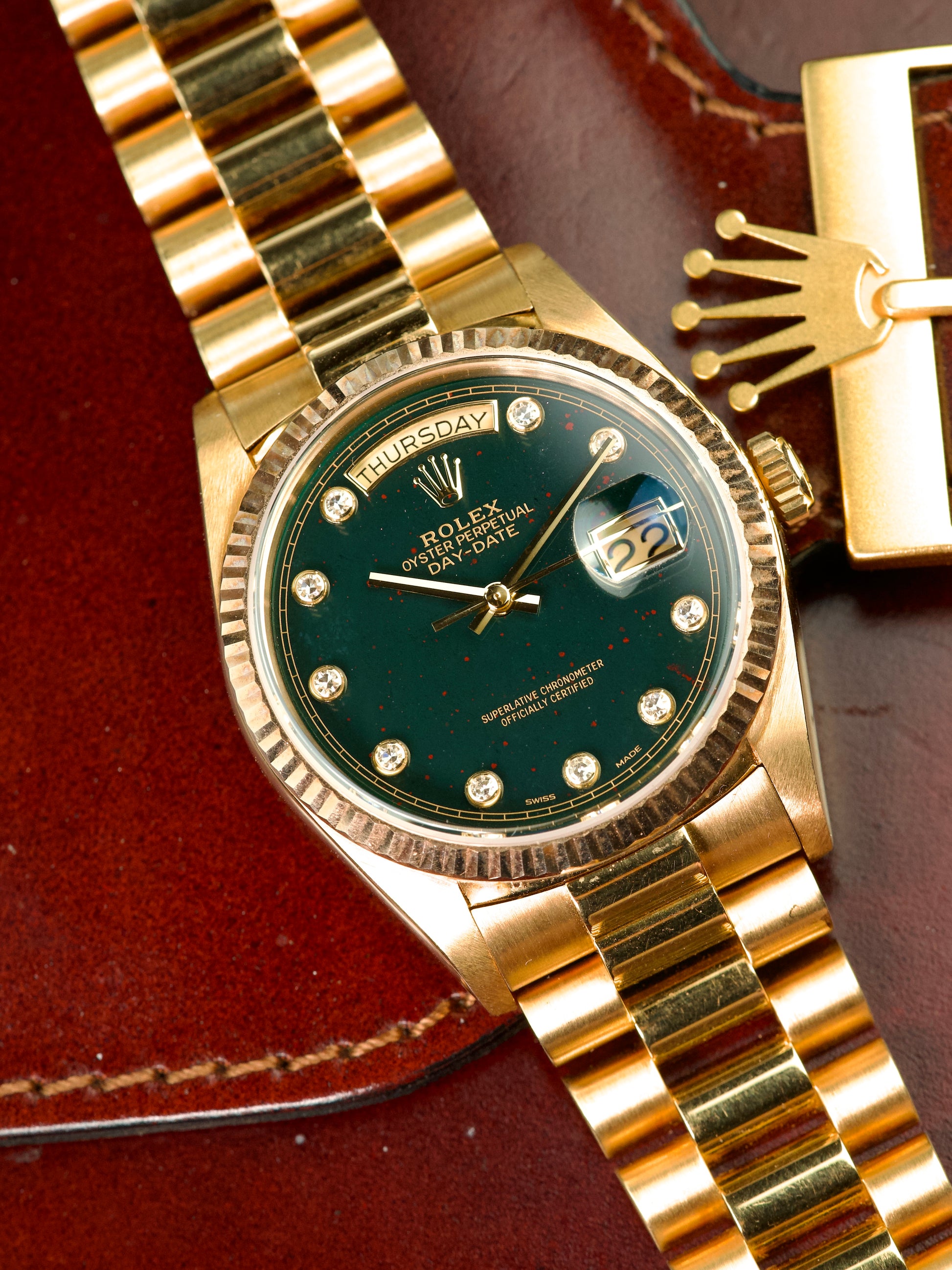 Rolex Day Date 18038 Bloodstone Pinball vintage, front