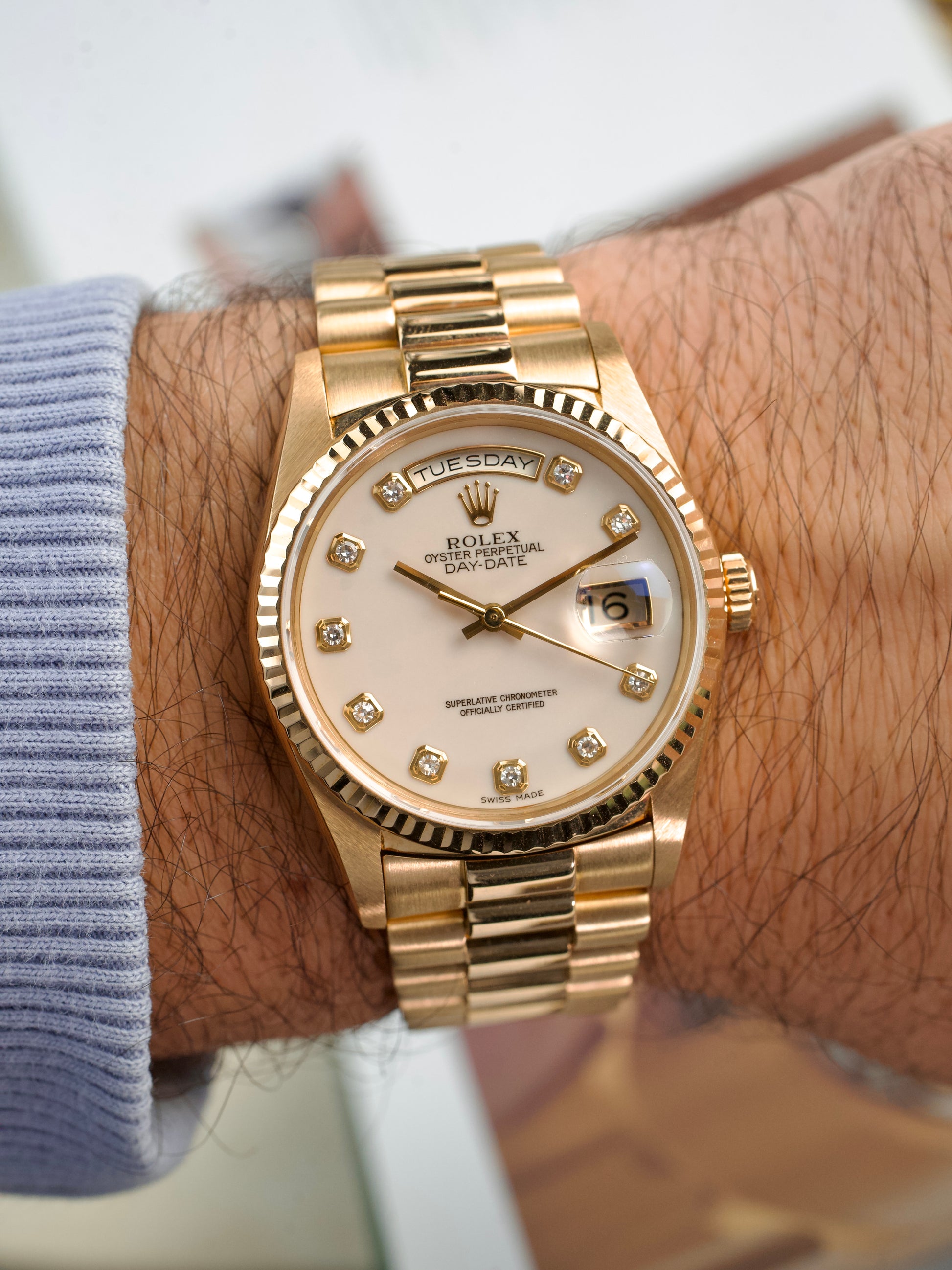 Rolex Day Date 18238 Cacholong vintage, wrist shot