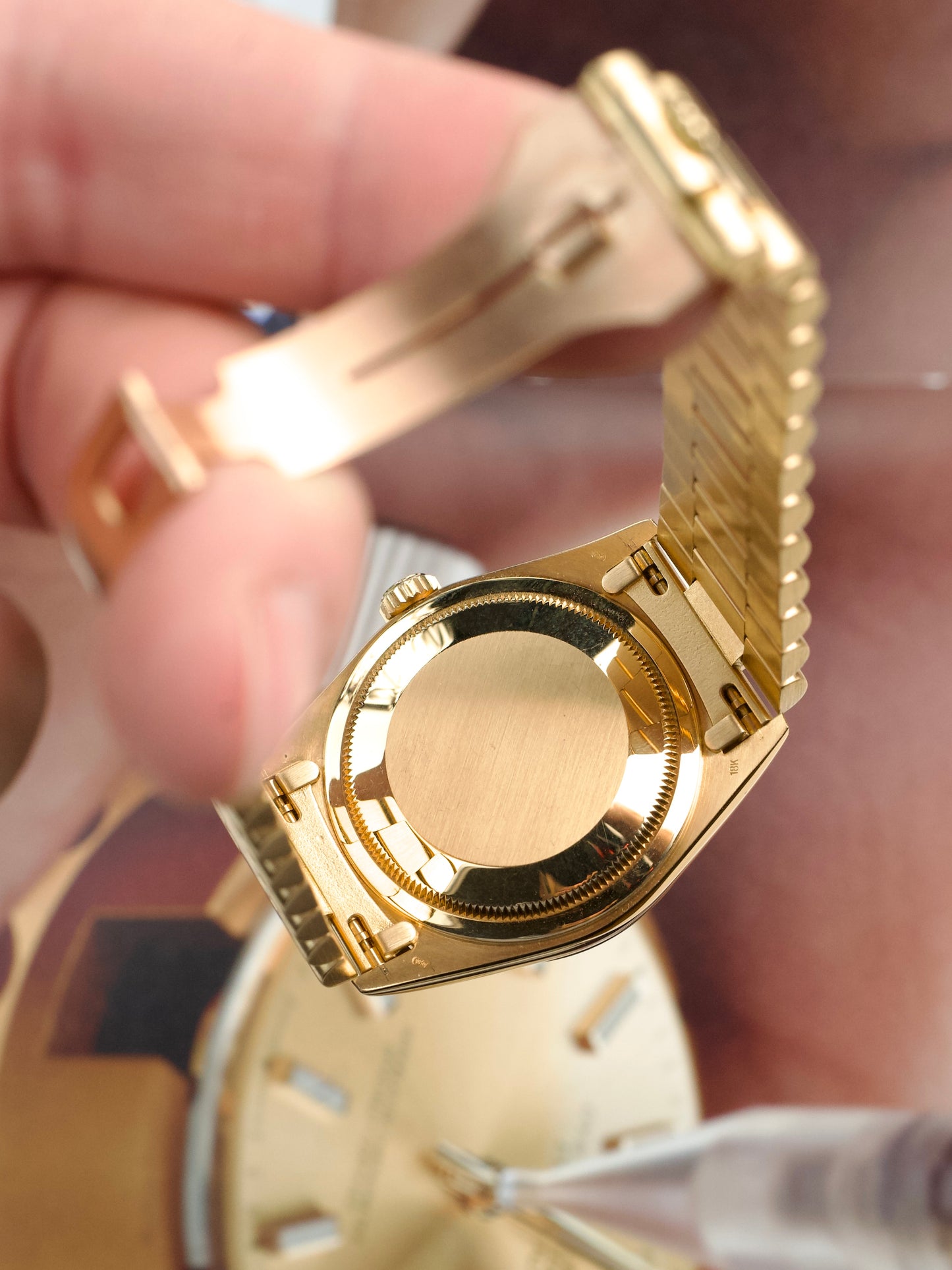 Rolex Day Date 18238 Cacholong timepiece, back